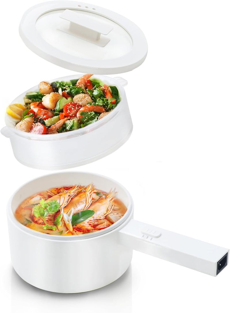 olayks olakys. Electric Hot Pot with Steamer,1.5L Ceramic Glaze Non-stick Portable Pot, Dual Power Multi-functional Electric Cooker, Suitable for Steak, Pasta, Hot Pot, Ramen, Electric Pot for Dorm - Image 1